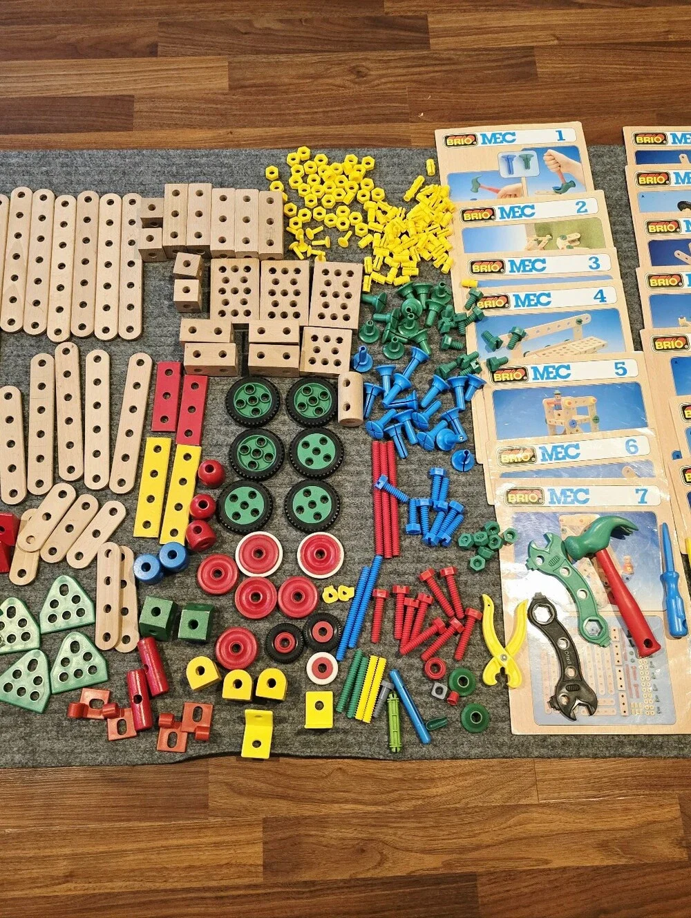 Vintage Brio Mec Construction Set Wood Plastic Toys Tools Stem Parts